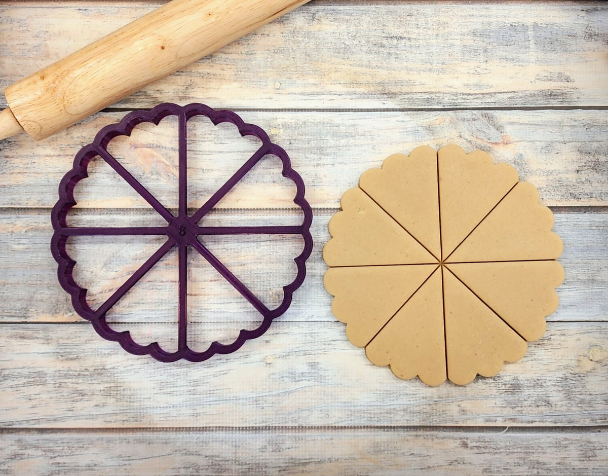 MultiCutter Scalloped Pie EIGHT Slice Cookie Cutter Bobbi's Cutters