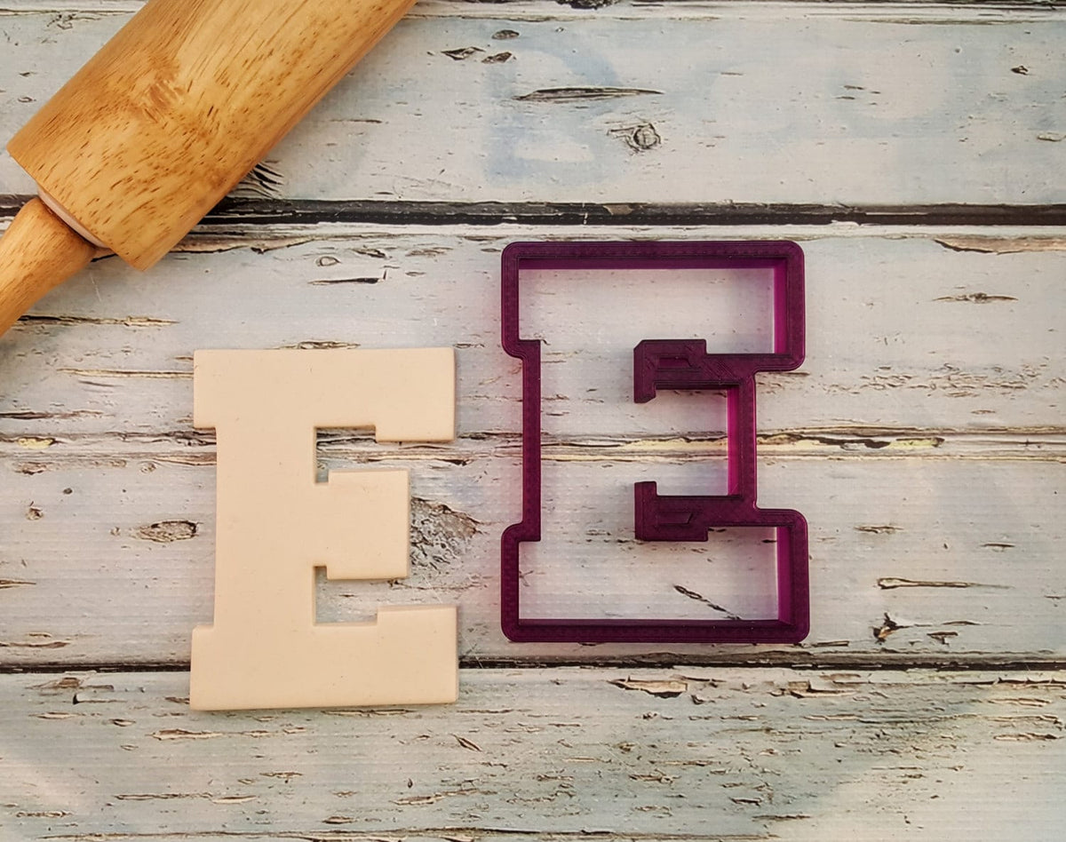 Varsity Letter E Cookie Cutter – Bobbi's Cutters