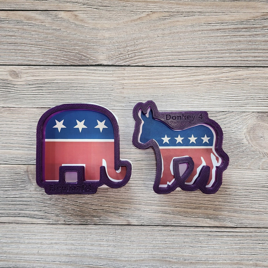 Republican Elephant and Democratic Donkey Cookie Cutters