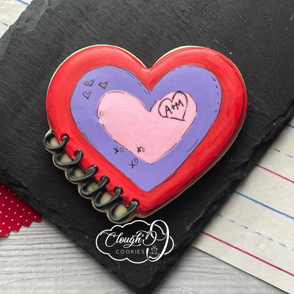 Spiral Heart Notebook Cookie Cutter by Clough'd 9 Cookies