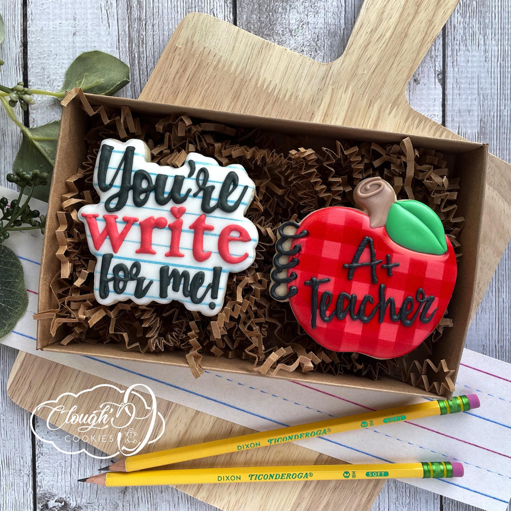 You're Write For Me with Spiral Apple Notebook Set of 2 Cookie Cutters by Clough'd 9 Cookies