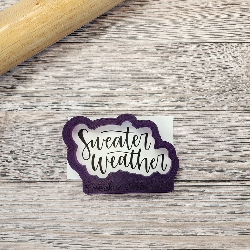 Sweater Weather Hand Lettered Cookie Cutter with Optional Stencil