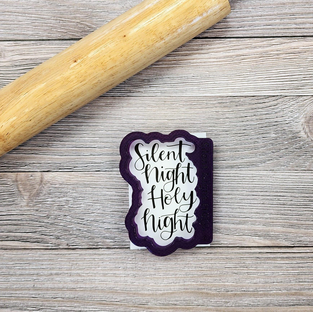 Silent Night Holy Night Hand Lettered Cookie Cutter with Optional Stencil