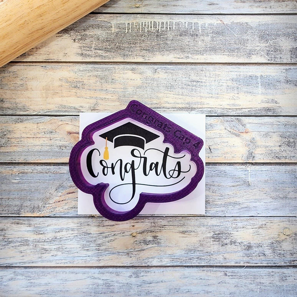 Grad Cap with Congrats Hand Lettered Cookie Cutter
