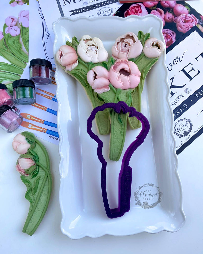 The Floured Canvas Peony Bouquet Set of 3 Cookie Cutters