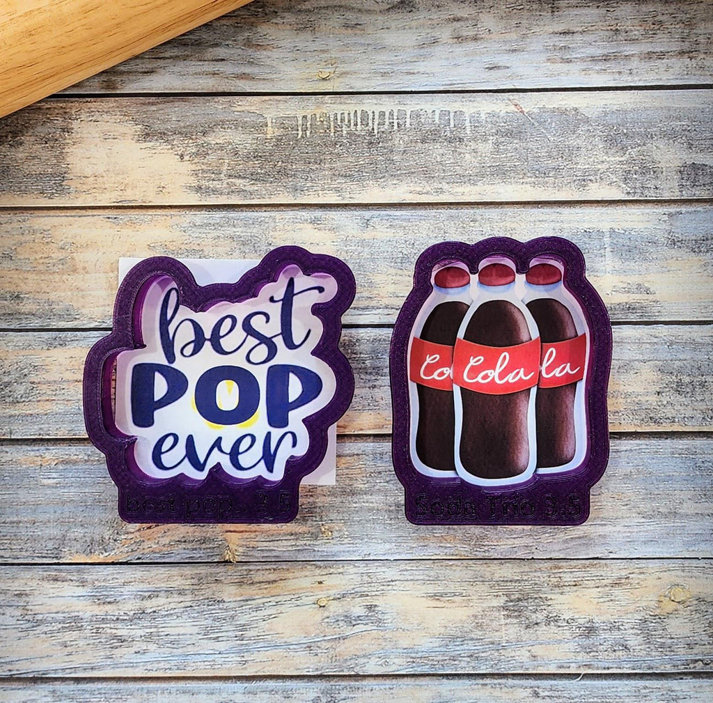 Soda Bottles with Best Pop Ever Hand Lettered Cookie Cutter Set of 2