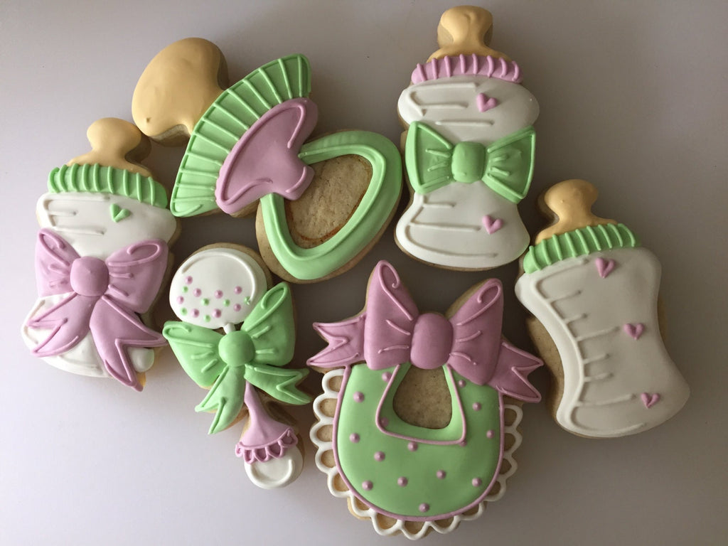 Miss Doughmestic Baby Rattle with Bow Cookie Cutter and Fondant Cutter and Clay Cutter