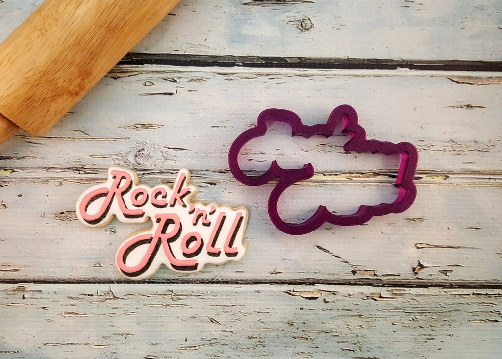 Rock n Roll Plaque Cookie Cutter and Fondant Cutter and Clay Cutter