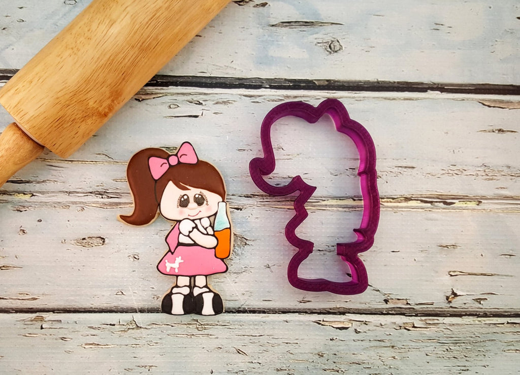 Sock Hop Girl or Diner Girl Cookie Cutter and Fondant Cutter and Clay Cutter