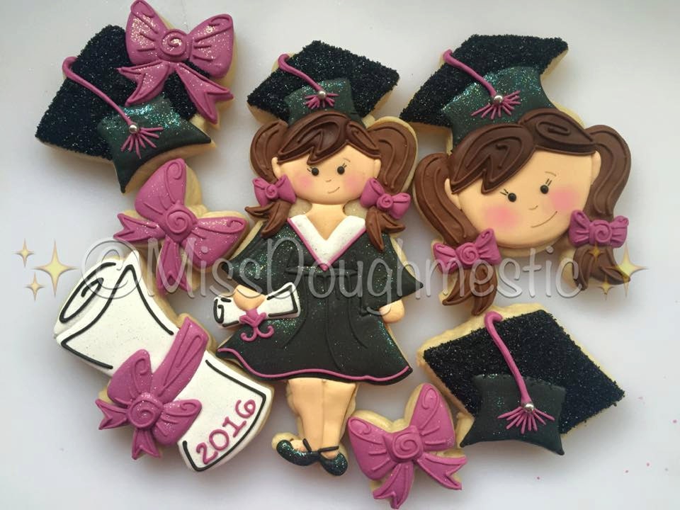 Miss Doughmestic Girl Graduate Standing with Diploma Graduation Cookie Cutter or Fondant Cutter and Clay Cutter