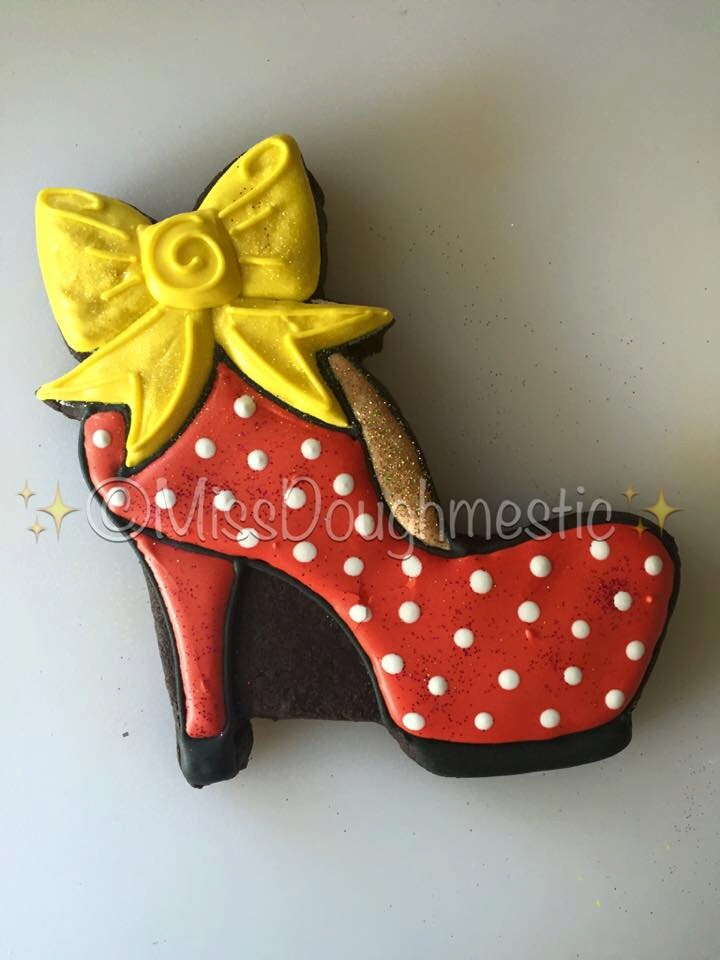 Miss Doughmestic High Heeled Shoe with Bow Cookie Cutter and Fondant Cutter and Clay Cutter