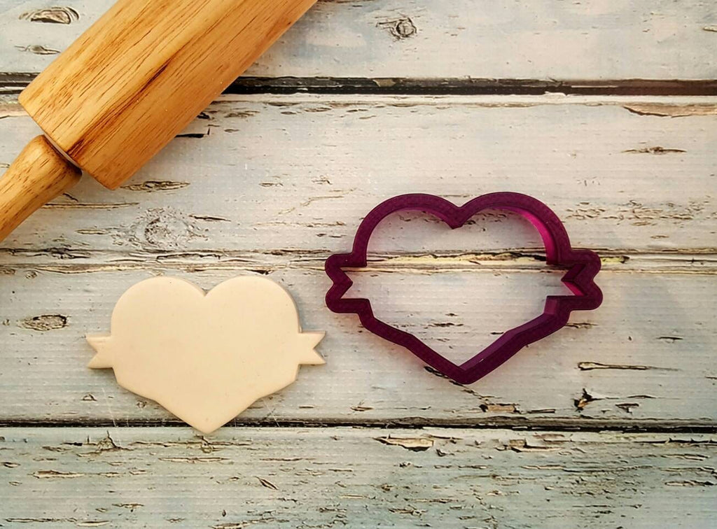 Heart with Ribbon or Banner Cookie Cutter and Fondant Cutter and Clay Cutter