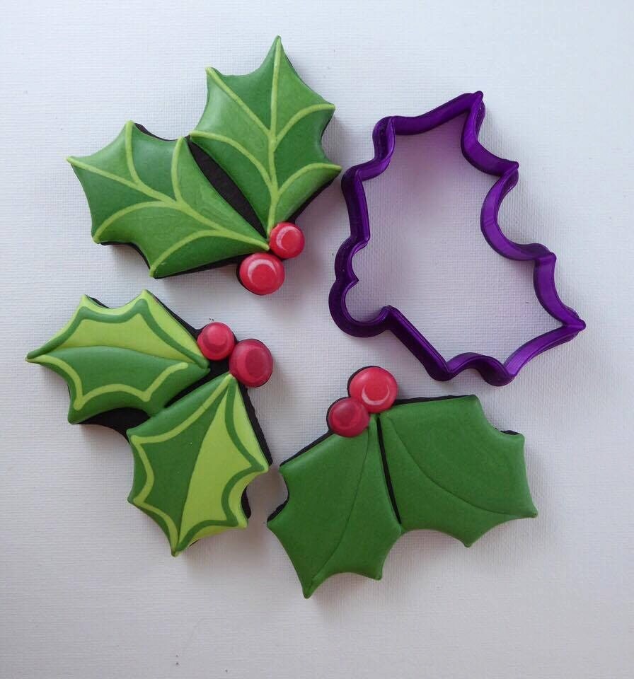 Holly with Berries Cookie Cutter and Fondant Cutter and Clay Cutter