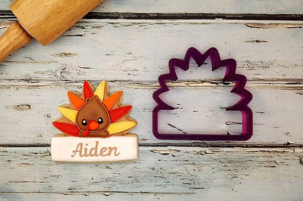 Turkey with Sign or Flower Plaque or Sun Plaque Cookie Cutter and Fondant Cutter and Clay Cutter