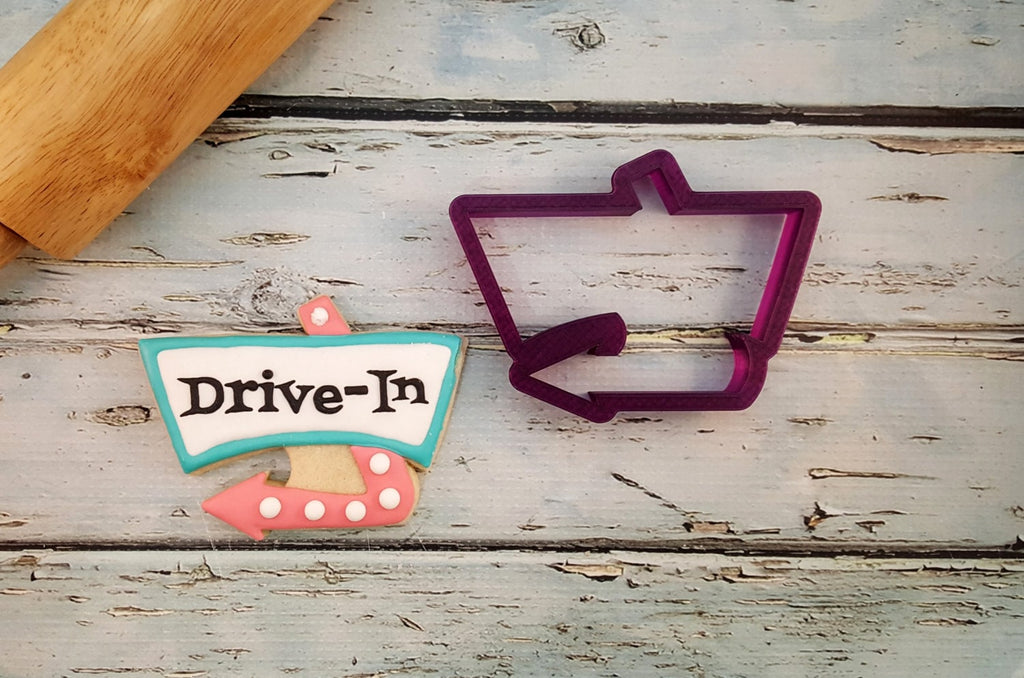 Vintage Sign #3 or Drive In Plaque Cookie Cutter and Fondant Cutter and Clay Cutter