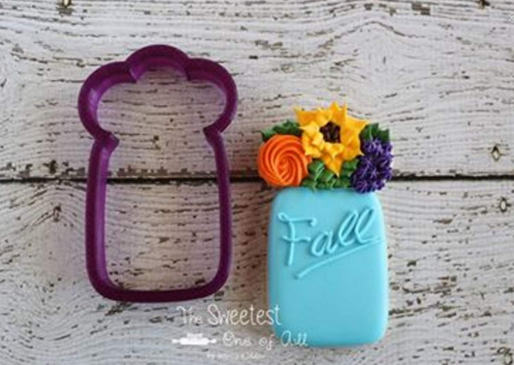 Mason Jar with Flowers Cookie Cutter and Fondant Cutter and Clay Cutter