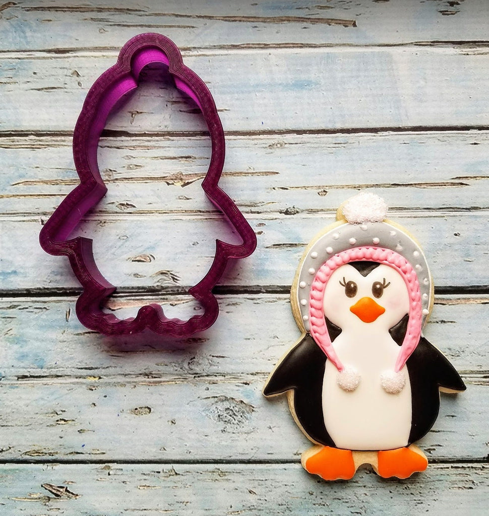 Penguin #2 With s Stocking Cap Cookie Cutter and Fondant Cutter and Clay Cutter