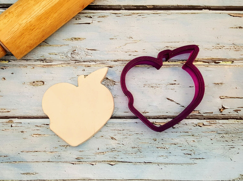 Heart Shaped Peach or Apple Cookie Cutter and Fondant Cutter and Clay Cutter