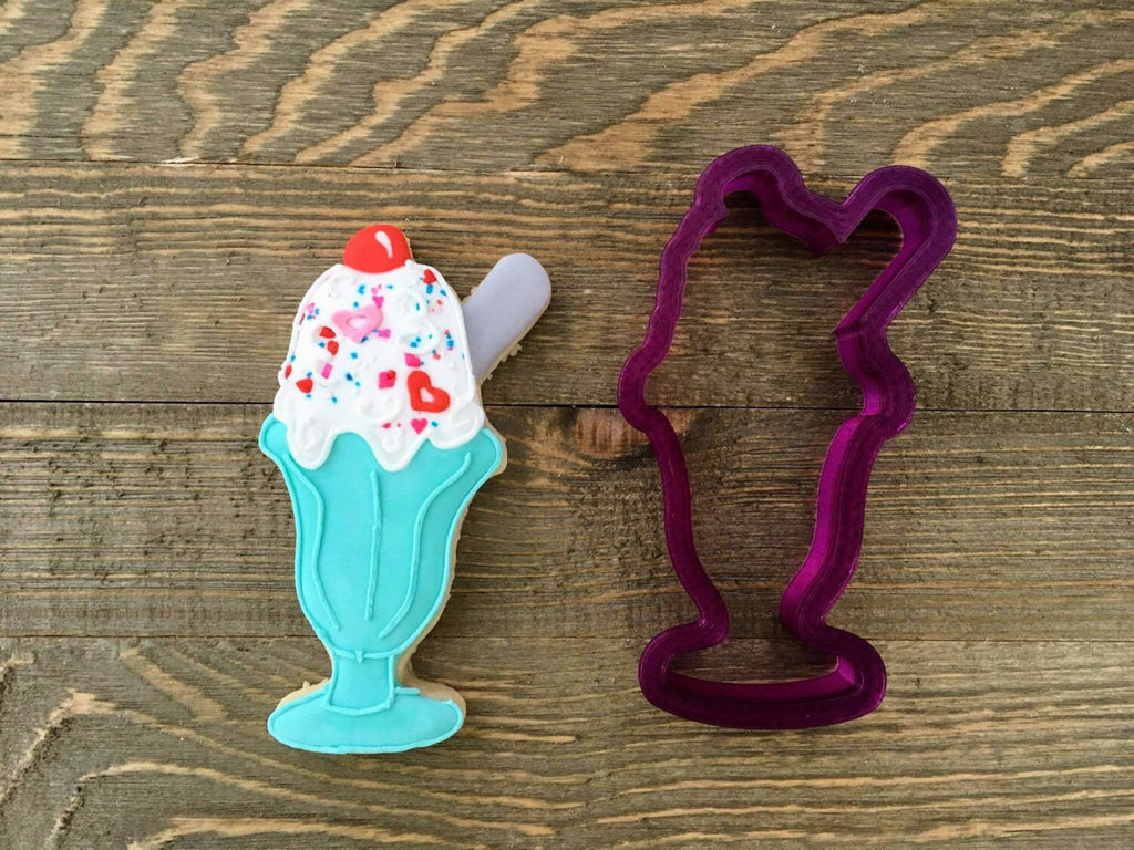 Ice Cream Sundae with Spoon or Straw Cookie Cutter or Fondant Cutter and Clay Cutter