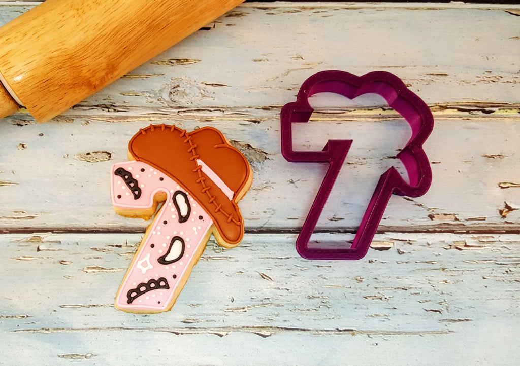 Seven or 7 or Seventh Birthday or Anniversary  Number with Cowboy Hat Cookie Cutter or Fondant Cutter and Clay Cutter