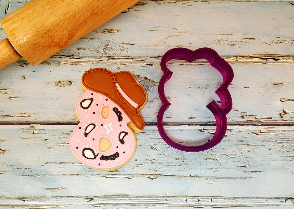 Eight or 8 or Eighth Cowboy or Cowgirl Birthday or Anniversary or Snowman with Cowboy Hat Cookie Cutter or Fondant Cutter and Clay Cutter