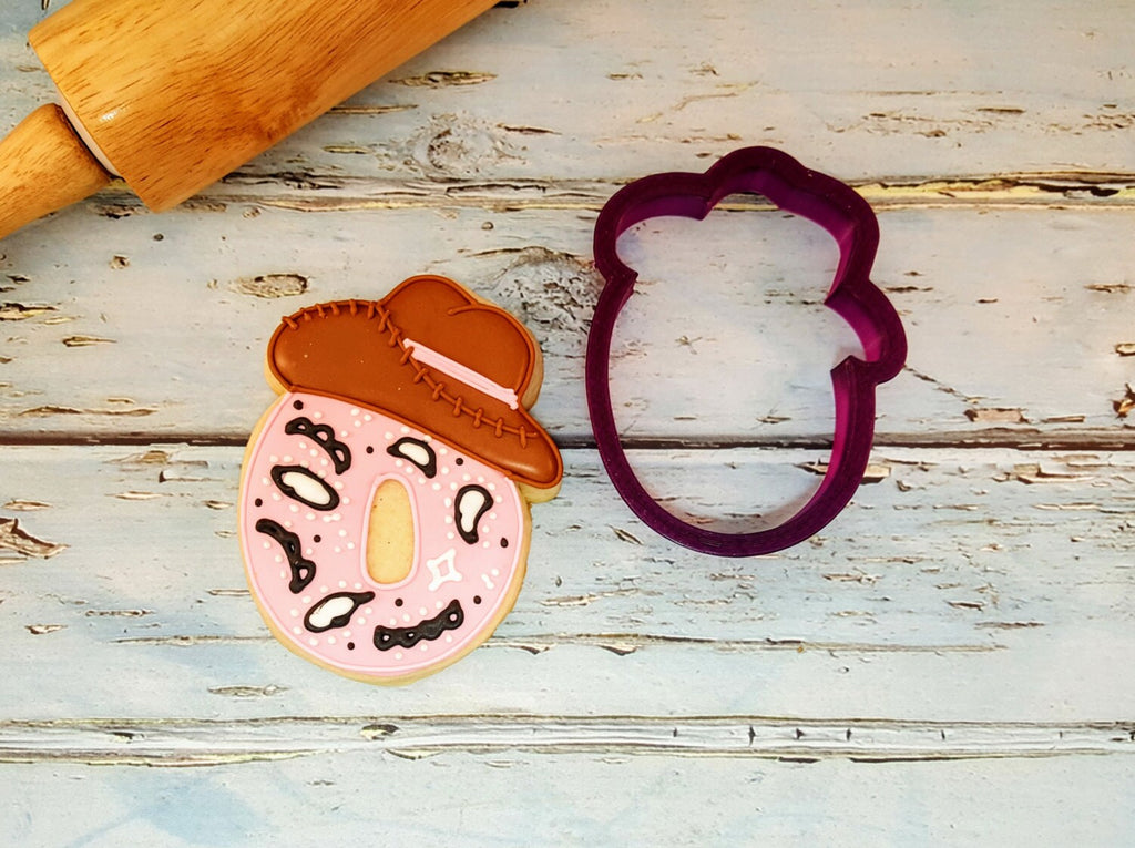 Zero or 0 with Cowboy or Cowgirl Hat Birthday or Anniversary or Snowman with Cowboy Hat Cookie Cutter or Fondant Cutter and Clay Cutter