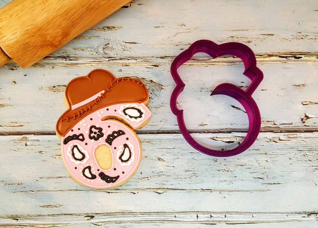 Six or 6 or Sixth Birthday or Anniversary  Number with Cowboy Hat Cookie Cutter or Fondant Cutter and Clay Cutter