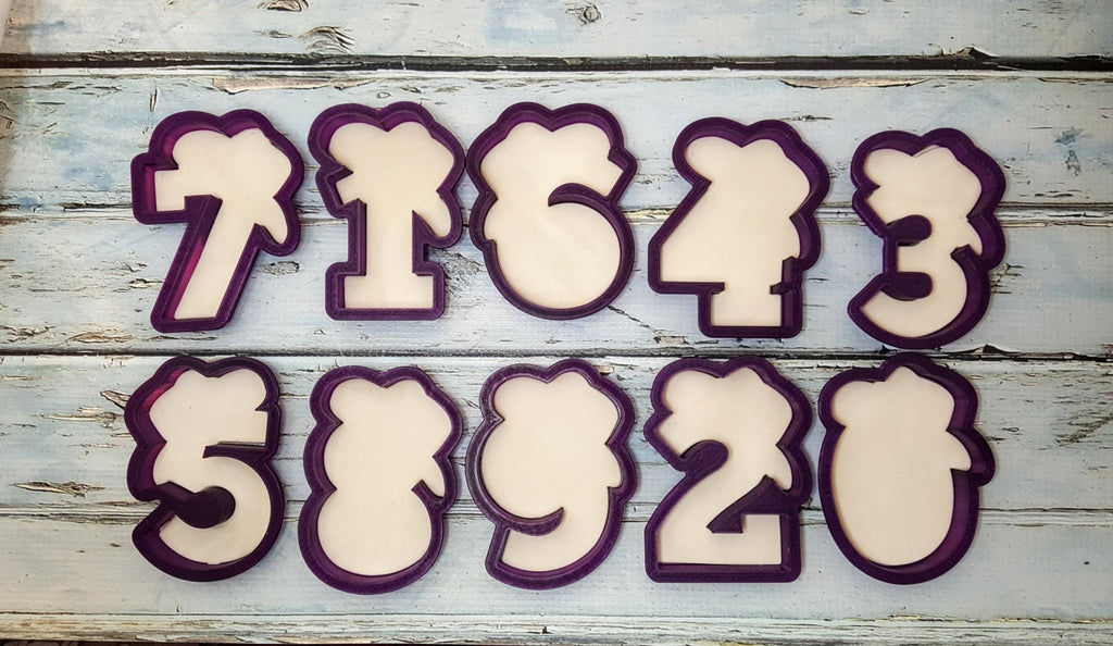 Full Number Set with Cowboy Hat for Birthday or Anniversary Cookie Cutter or Fondant Cutter and Clay Cutter