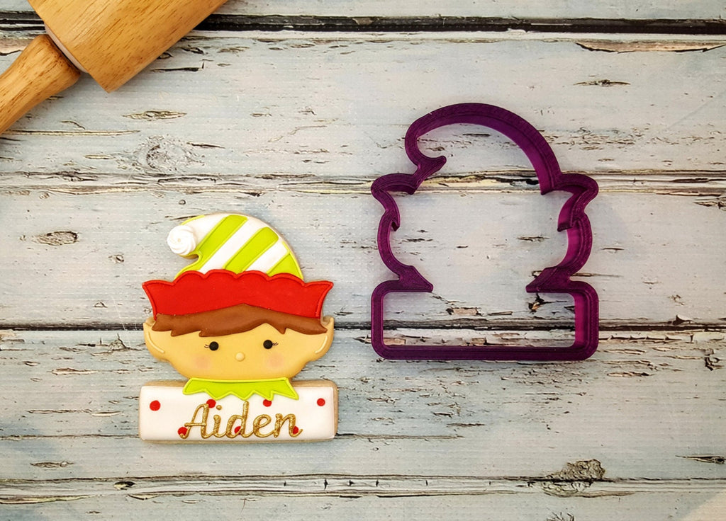 Elf with Sign or Plaque Cookie Cutter and Fondant Cutter and Clay Cutter