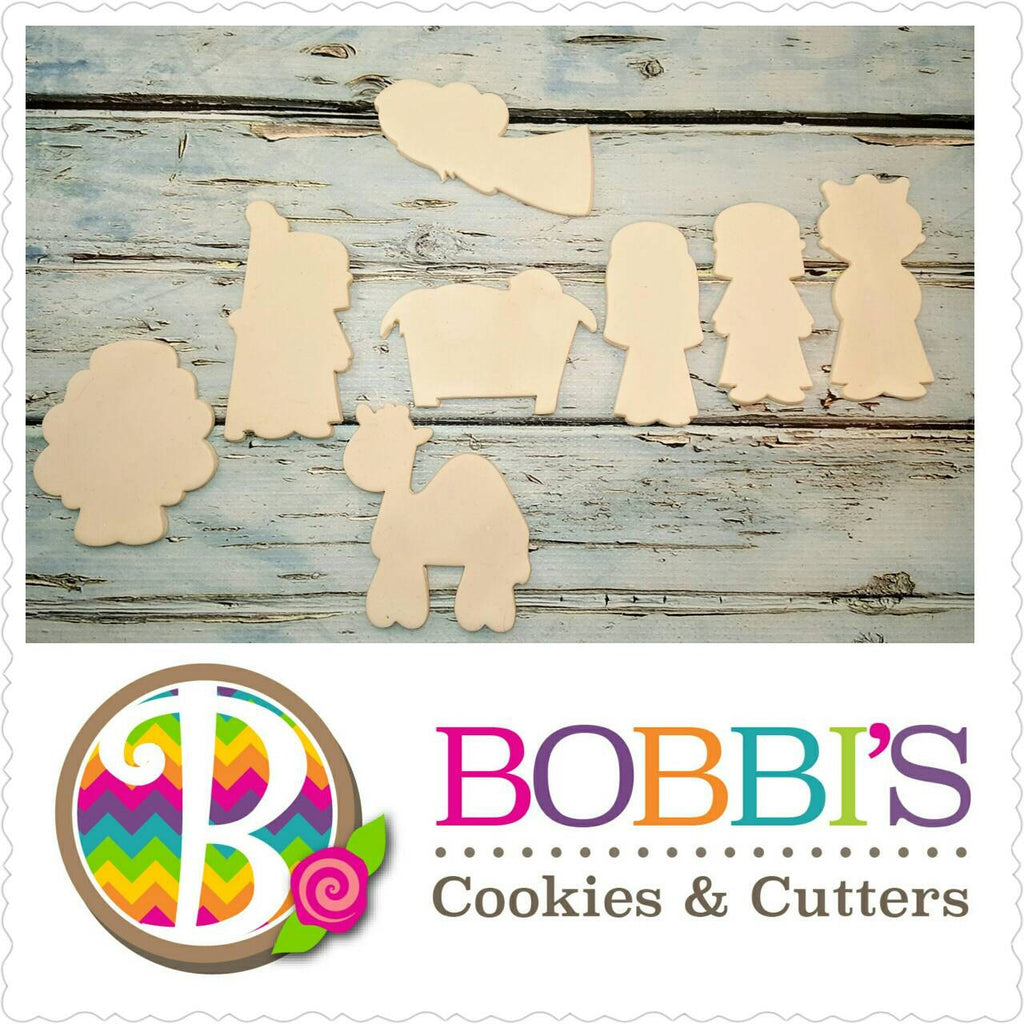 Complete Nativity Scene - 10 cutters - Now including Manger & Donkey Cookie Cutter and Fondant Cutter and Clay Cutter