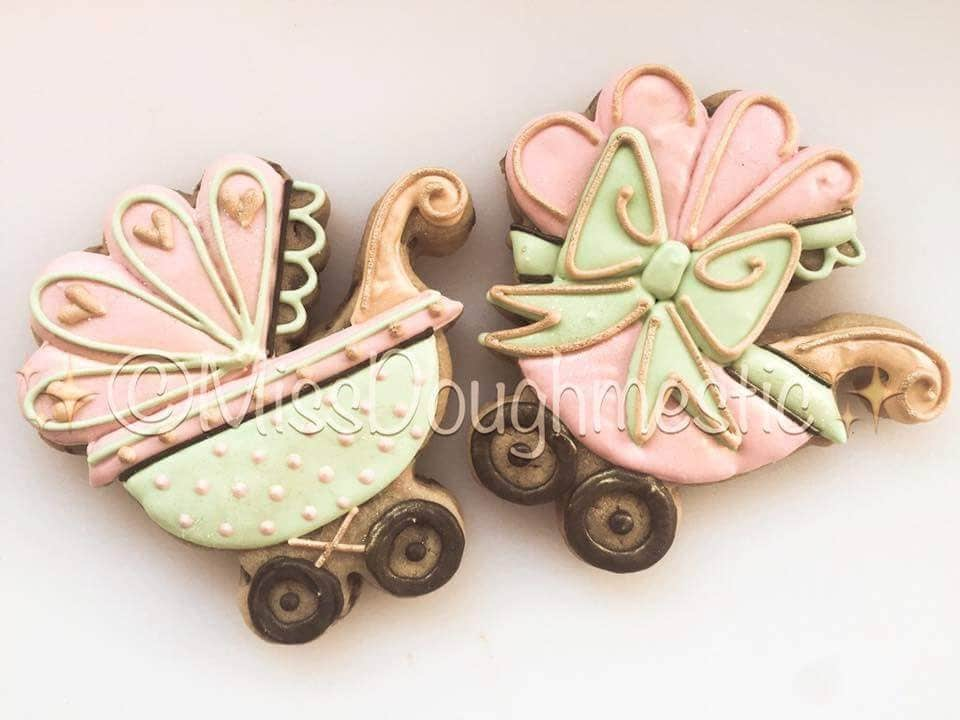 Miss Doughmestic Baby Carriage stroller Cookie Cutter and Fondant Cutter and Clay Cutter