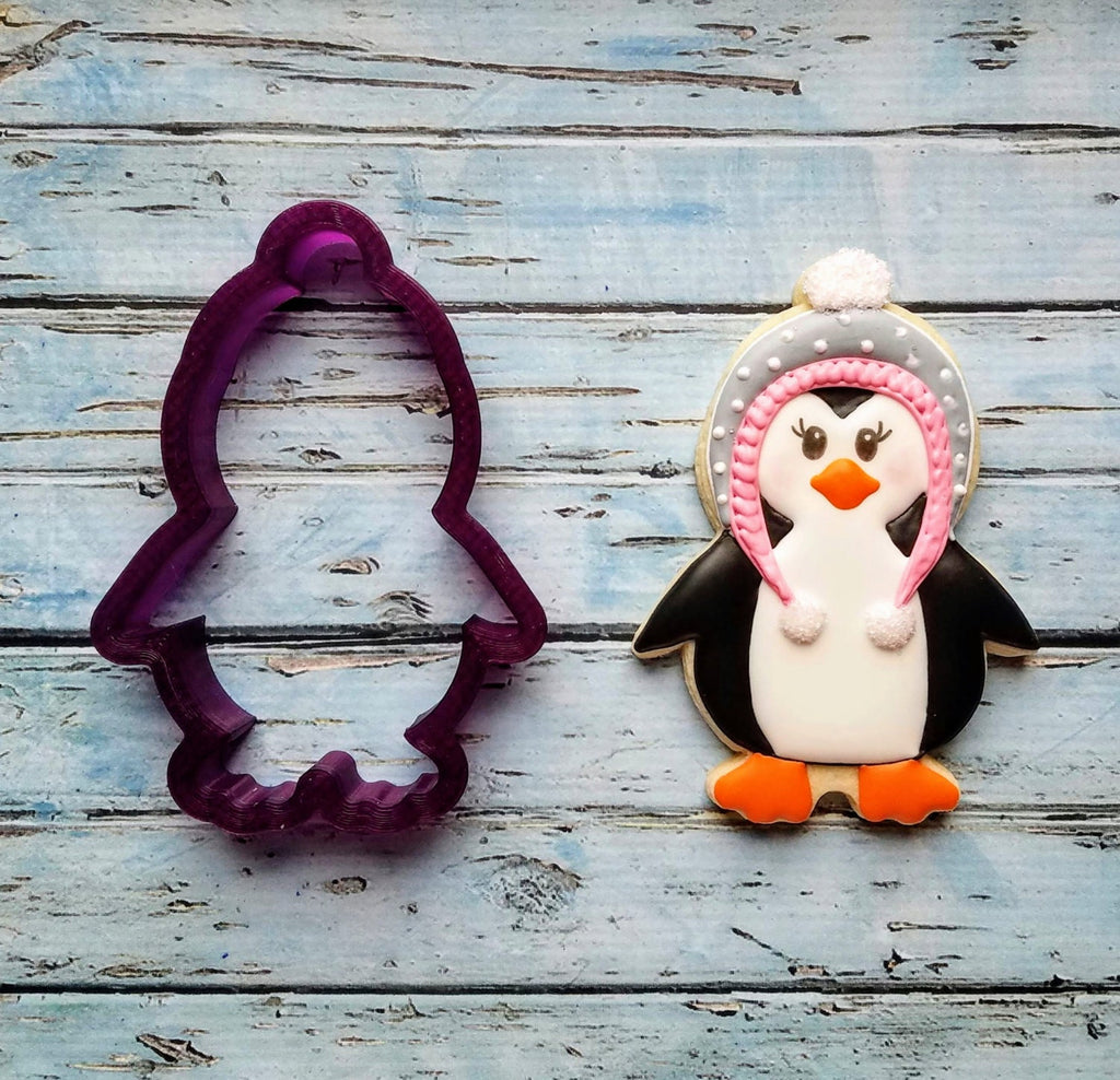 Penguin #2 With s Stocking Cap Cookie Cutter and Fondant Cutter and Clay Cutter