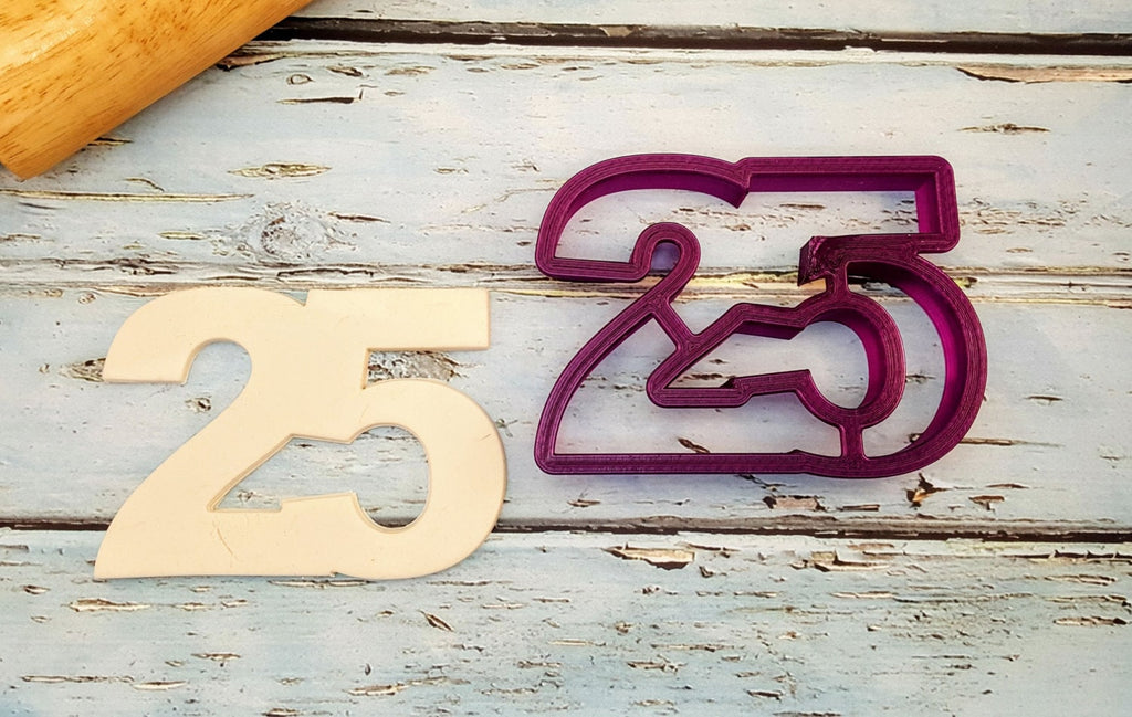 25 Twenty Five or Twenty Fifth Number Cookie Cutter and Fondant Cutter and Clay Cutter