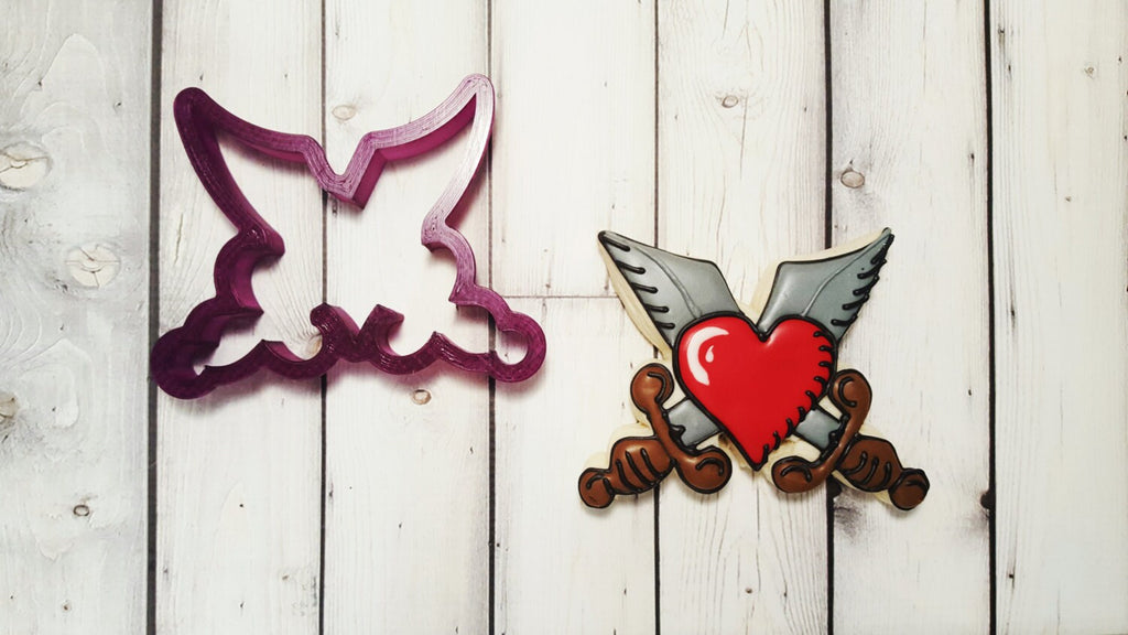 Pirate Heart Crossed Swords Cookie Cutter or Fondant Cutter and Clay Cutter