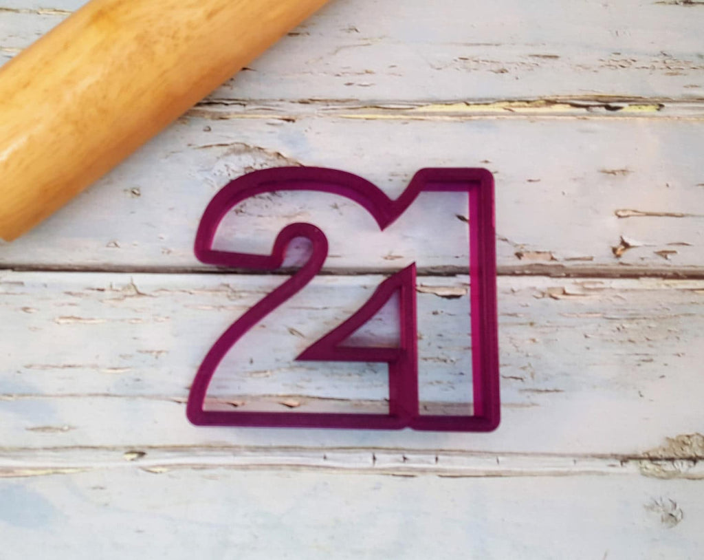 21 or Twenty One or Twenty First Number Cookie Cutter and Fondant Cutter and Clay Cutter