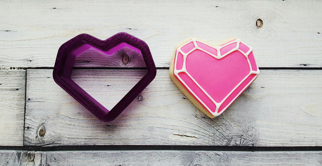 Geometric Heart Cookie Cutter and Fondant Cutter and Clay Cutter