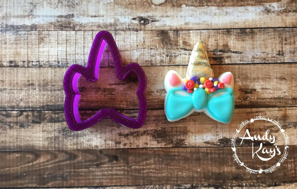 Unicorn Bow with Ears #2 Cookie Cutter and Fondant Cutter and Clay Cutter