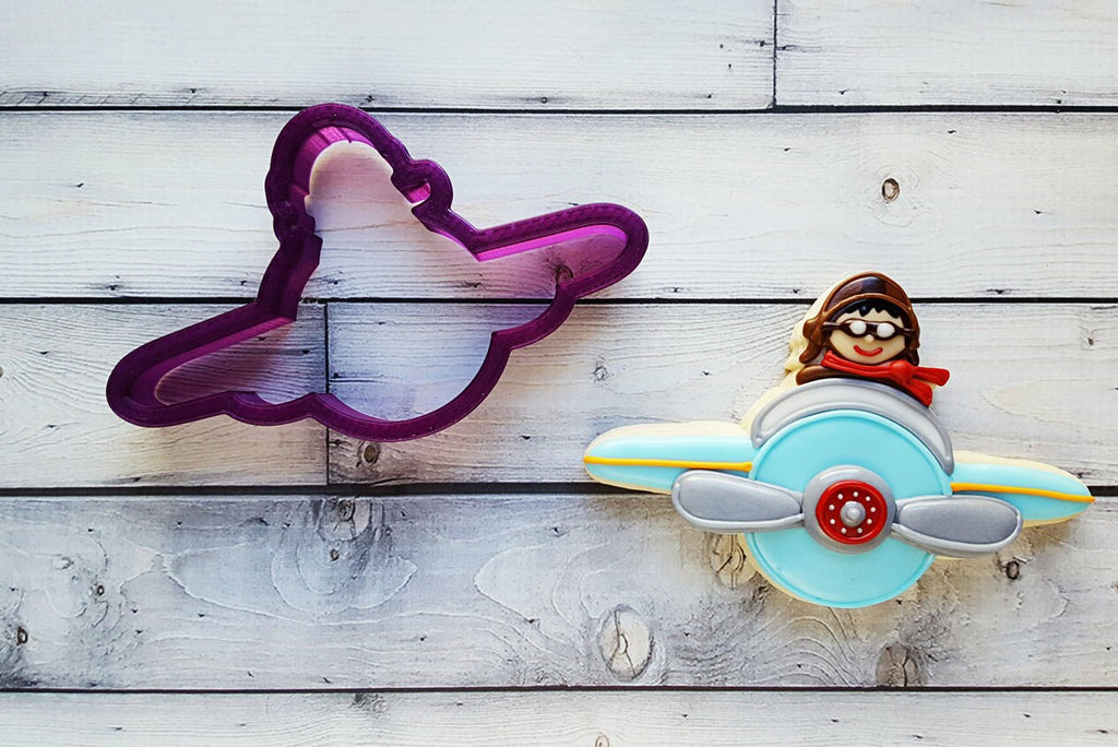 Aviator in Airplane Cookie Cutter and Fondant Cutter