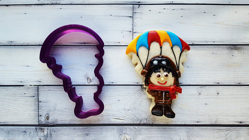 Parachutist or Aviator with Parachute Cookie Cutter and Fondant Cutter