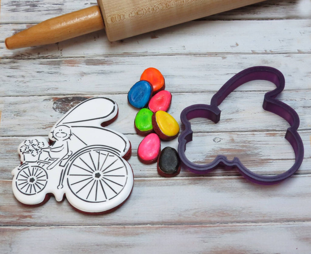 Bunny on a Bike Cookie Cutter and Fondant Cutter and Clay Cutter