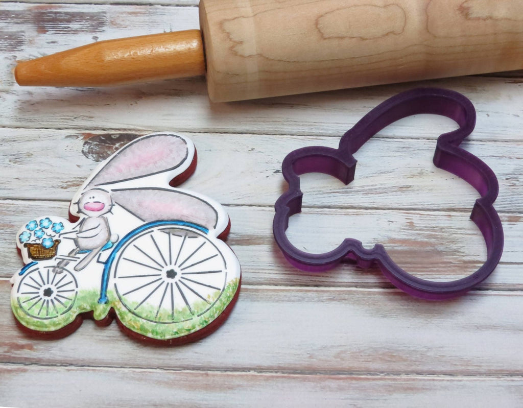 Bunny on a Bike Cookie Cutter and Fondant Cutter and Clay Cutter