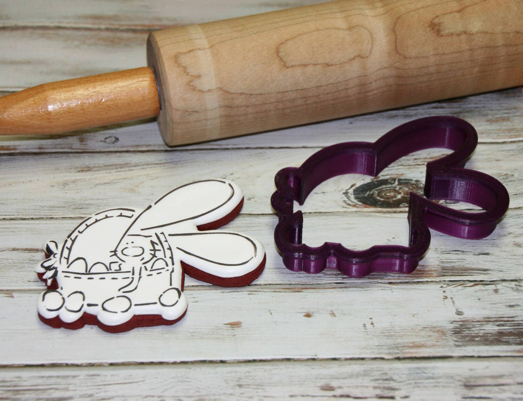 Bunny in a Basket Cookie Cutter and Fondant Cutter and Clay Cutter