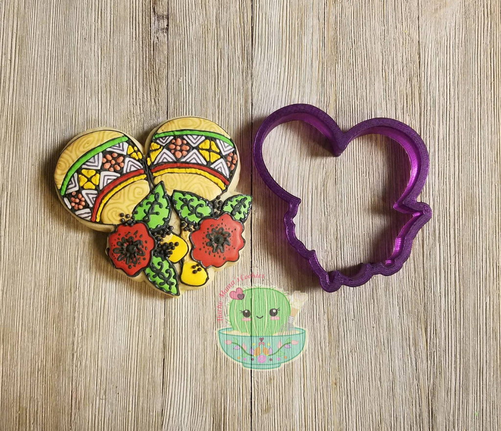 Maracas with Roses or Flowers Cookie Cutter and Fondant Cutter and Clay Cutter