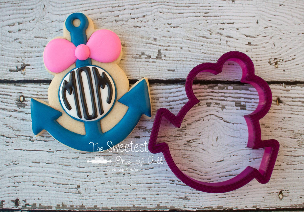 Anchor with Monogram Space Cookie Cutter or Fondant Cutter and Clay Cutter