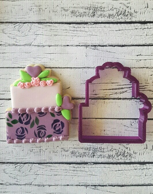 Tiered Cake with Flowers Cookie Cutter and Fondant Cutter and Clay Cutter