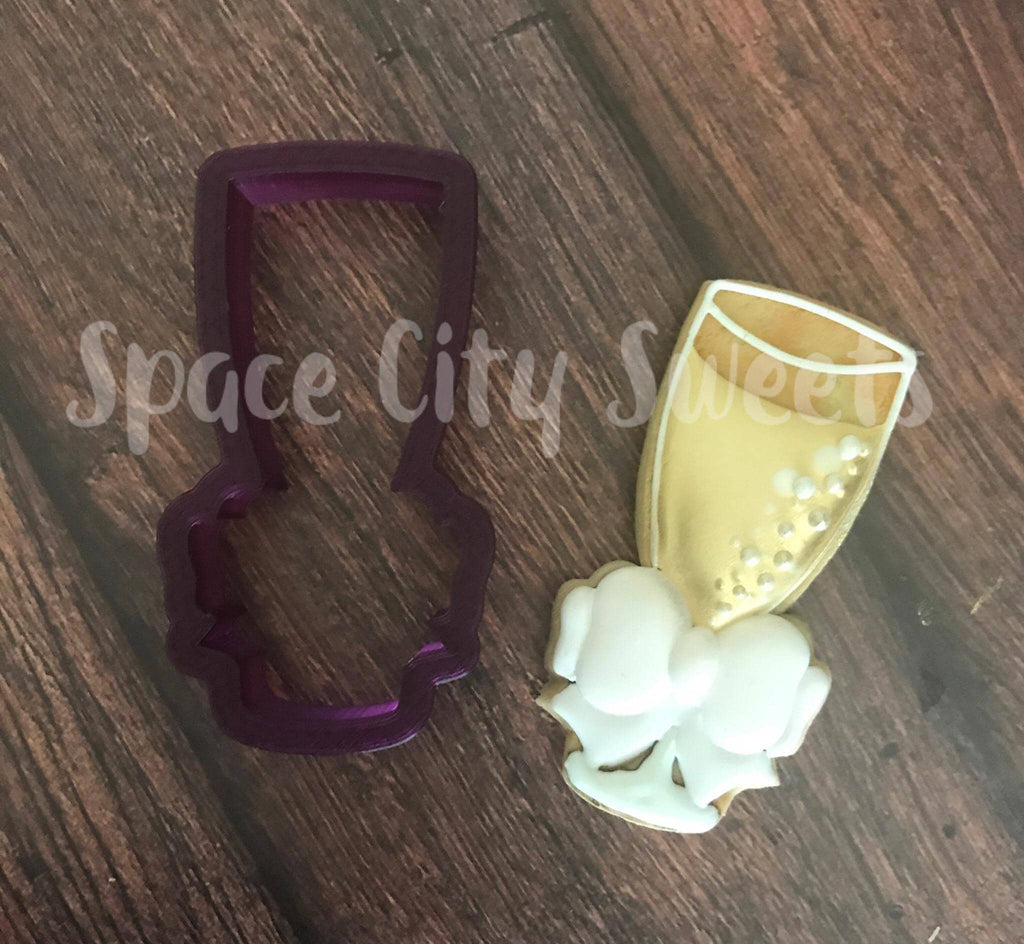 Wine or Champagne Glass with Bow Cookie Cutter and Fondant Cutter and Clay Cutter