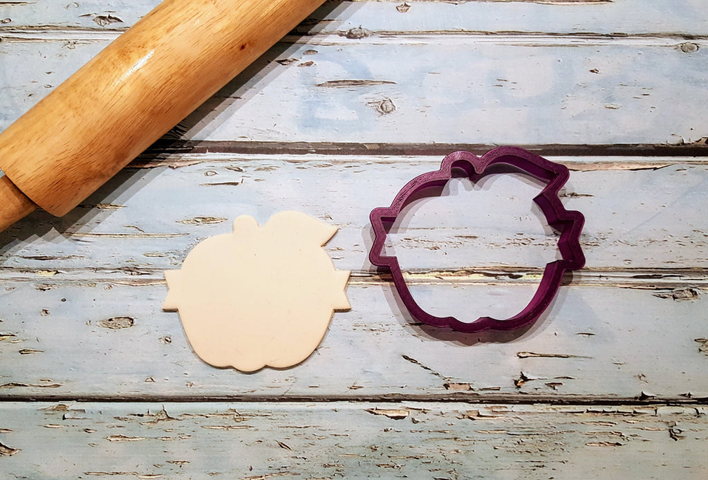 Apple with Banner or Ribbon Cookie Cutter or Fondant Cutter and Clay Cutter