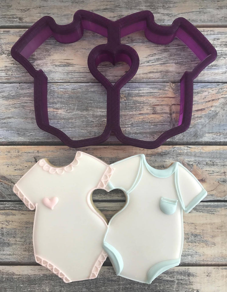 Twin Baby Onesies or Baby Buntings Cookie Cutter and Fondant Cutter and Clay Cutter