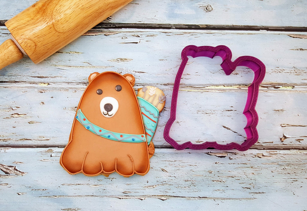 Tribal Bear or Bear with Quiver of Arrows Cookie Cutter or Fondant Cutter and Clay Cutter