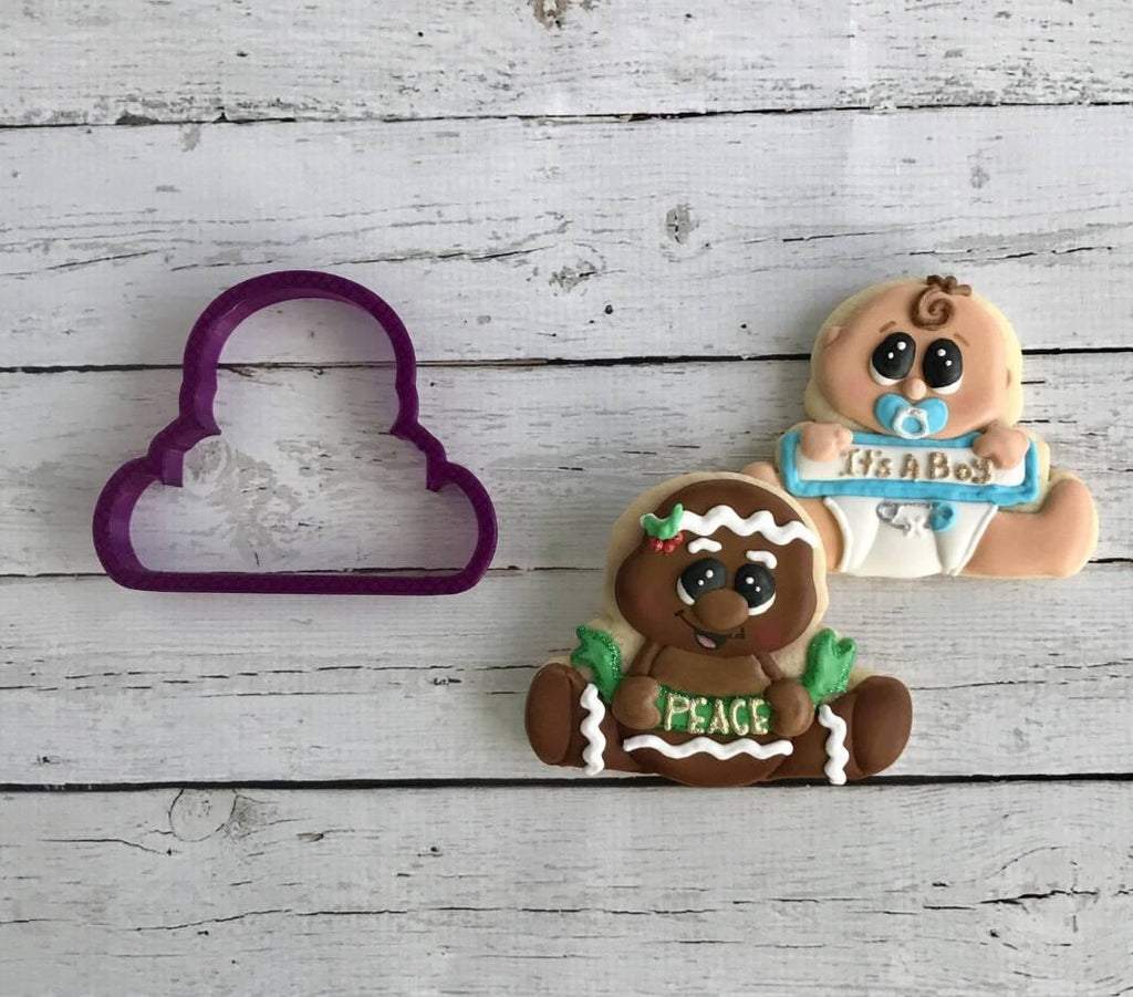 Gingerbread Boy with Sign #2 with Feet Showing or Plaque Cookie Cutter and Fondant Cutter and Clay Cutter